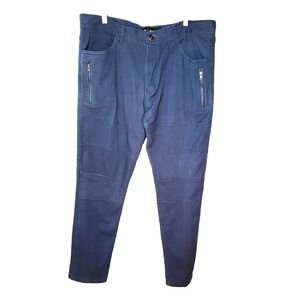 Akademiks Blue Patch Leg Front Pant Zip Hip Pockets 40X34 Y2K Hip Hop Streetwear